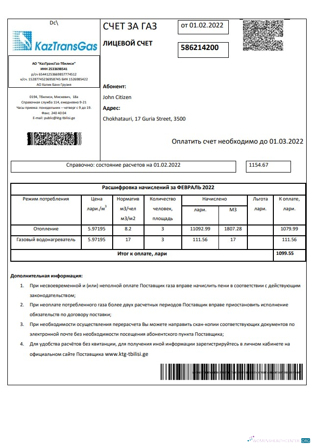 download Russia Gazprom utility bill template in Word and PDF format, fully editable PDF template